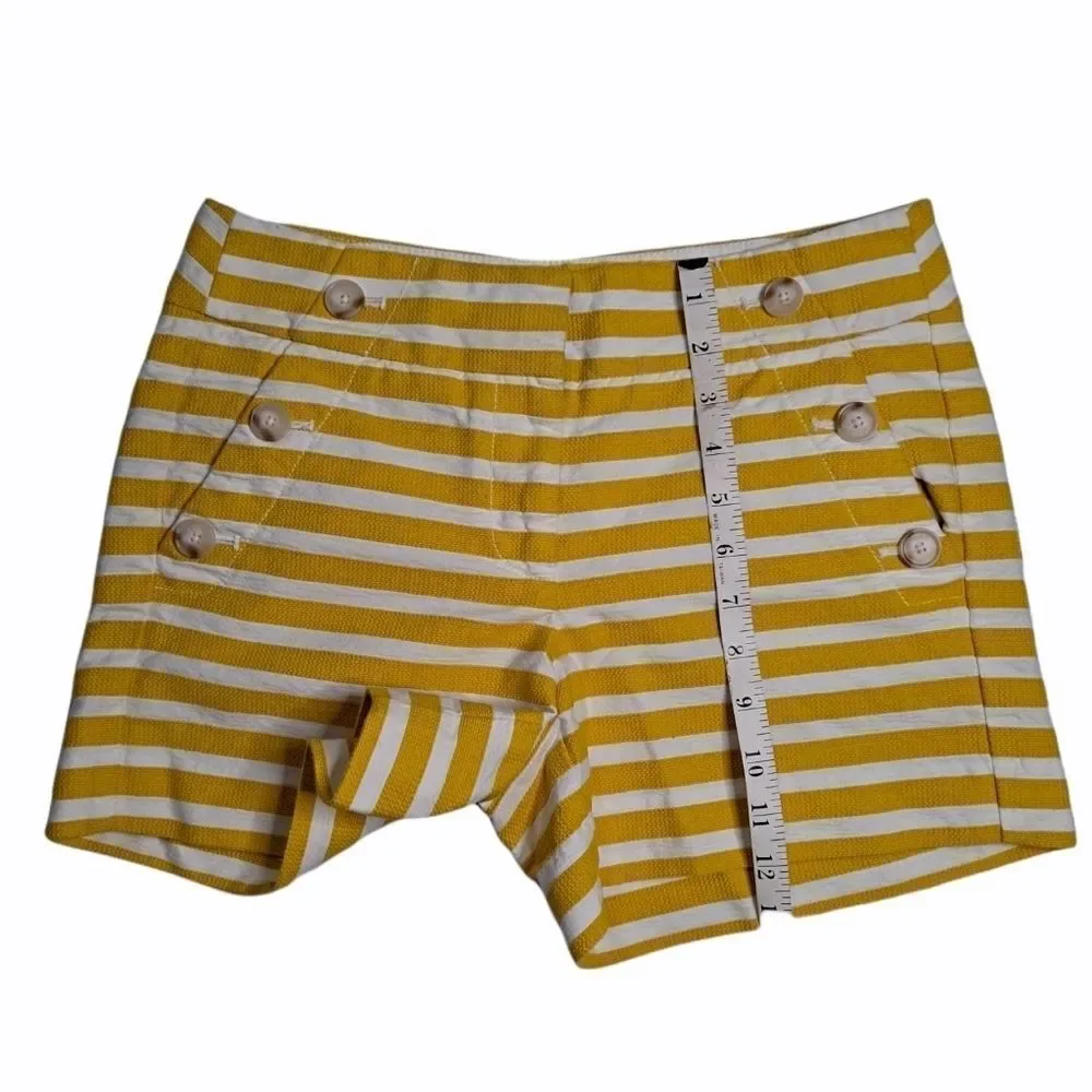LOFT Striped Nautical Shorts Mustard Beige 0